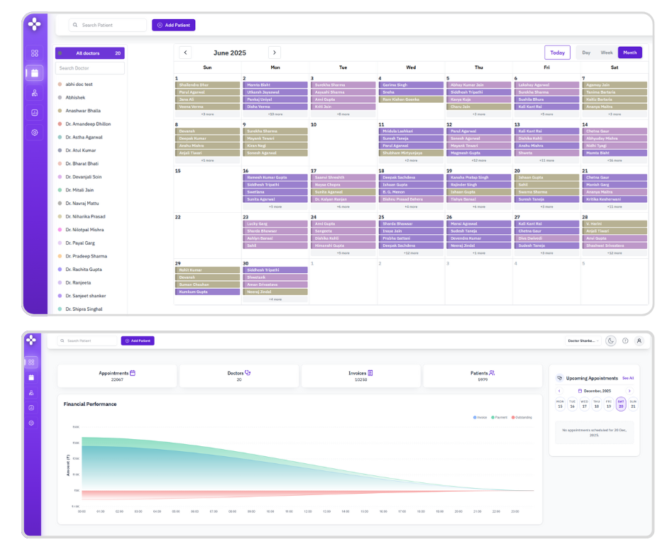 Doctor calendar and scheduling view